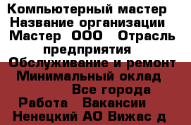 Компьютерный мастер › Название организации ­ Мастер, ООО › Отрасль предприятия ­ Обслуживание и ремонт › Минимальный оклад ­ 95 000 - Все города Работа » Вакансии   . Ненецкий АО,Вижас д.